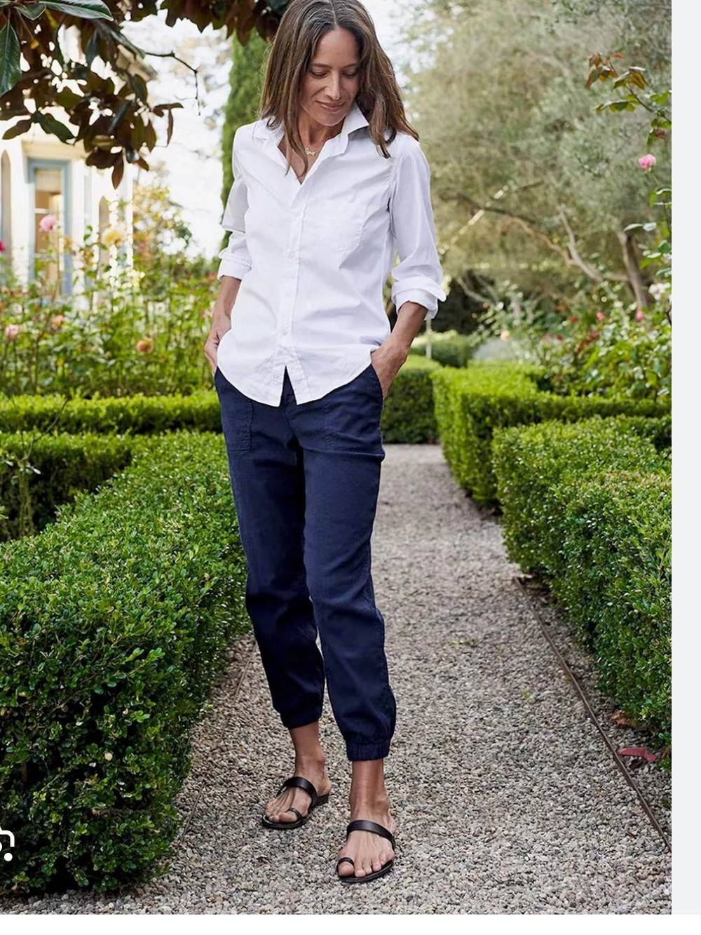 FRANK & EILEEN Jameson Jogger Navy Blue Sz 12 Linen Cotton Coastal Quality